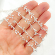 White Moonstone Cluster Dangle 925 Sterling Silver Wire Chain.